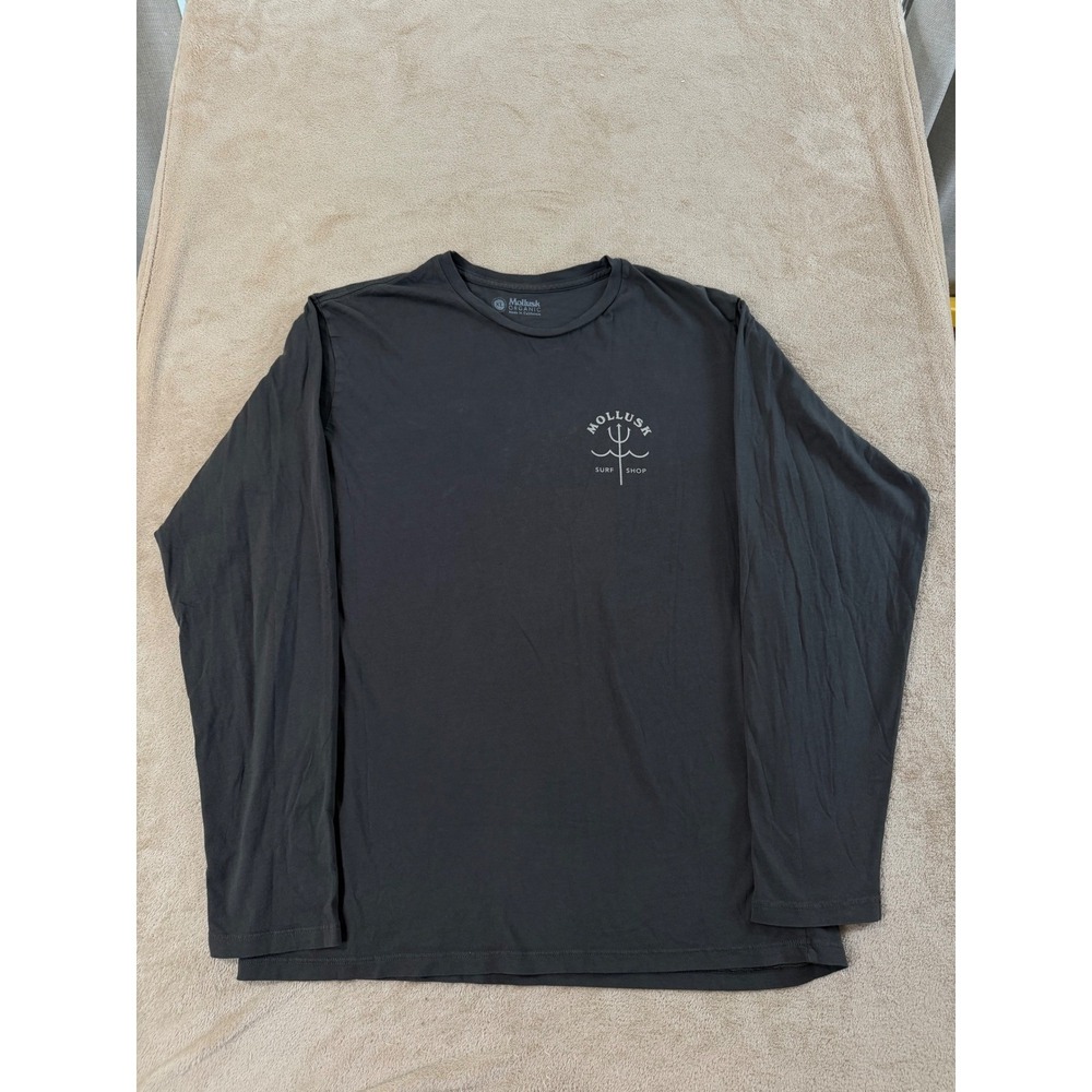 Mollusk Surf Shop T-shirt Mens Size XL Gray Organic Cotton Long Sleeve EUC